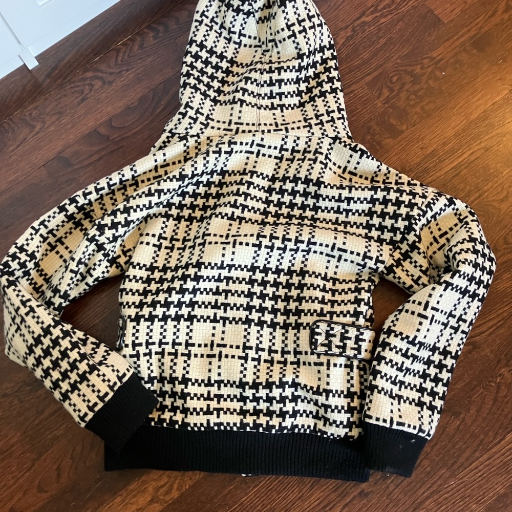 L.A.M.B. Gwen Steffani Rare Houndstooth Bomber Hooded Jacket Small 4 - Picture 4 of 11